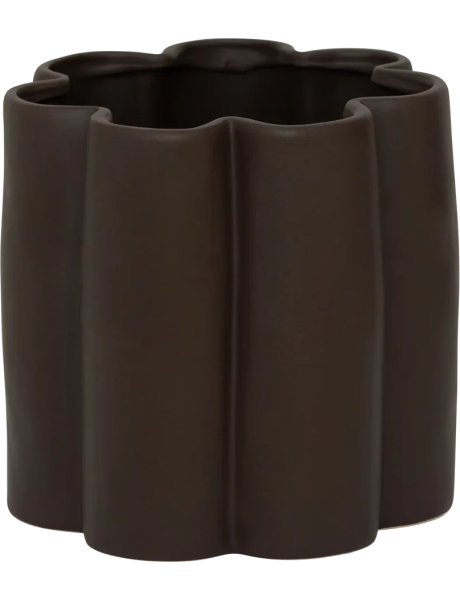 Cache-pot céramique brun cannelé Ø21 cm Nari