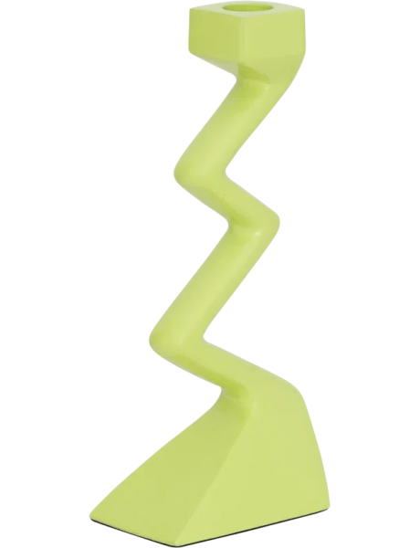 Bougeoir zigzag en aluminium vert olive 21,5 cm Sigsag