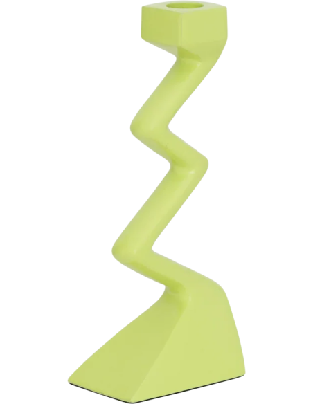 Bougeoir zigzag en aluminium vert olive 21,5 cm Sigsag