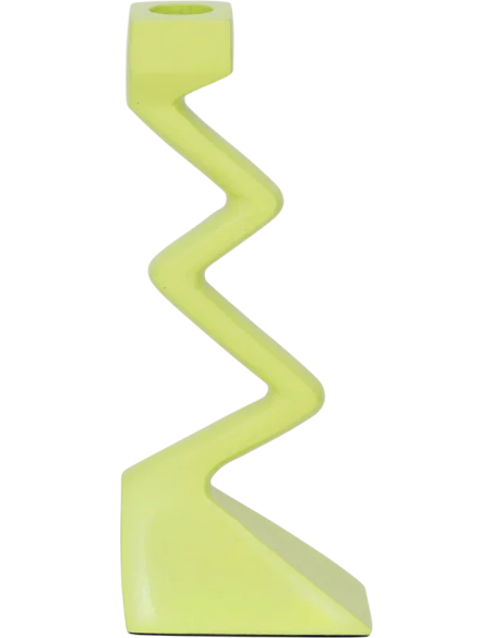 Bougeoir zigzag en aluminium vert olive 21,5 cm Sigsag