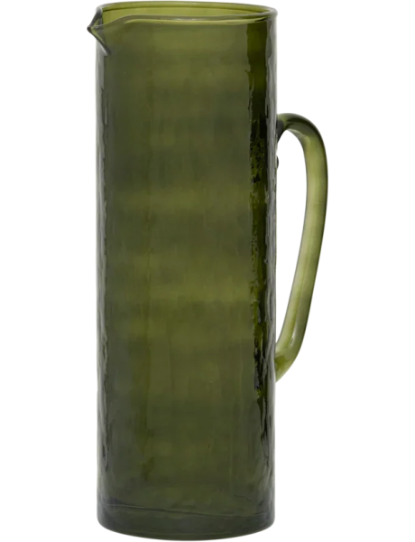Pichet en verre recyclé vert martelé 26,5 cm Banana Palm