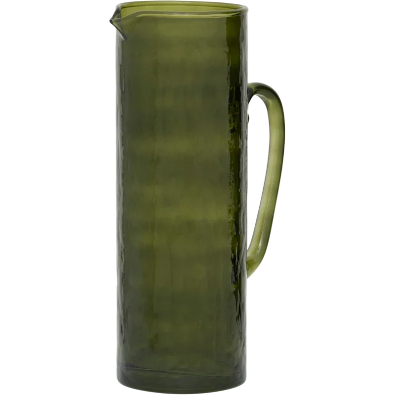 Pichet en verre recyclé vert martelé...