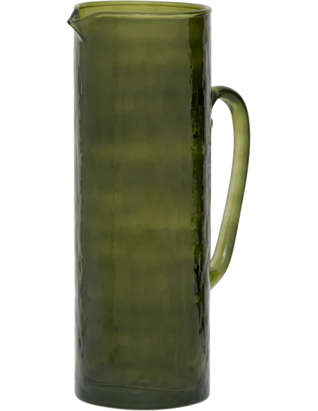 Pichet en verre recyclé vert martelé 26,5 cm Banana Palm