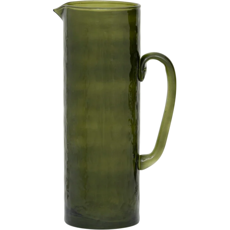Pichet en verre recyclé vert martelé...