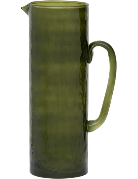 Pichet en verre recyclé vert martelé 26,5 cm Banana Palm