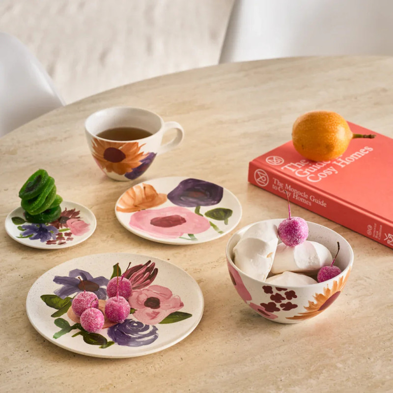 Mug céramique blanc fleuri peint main...