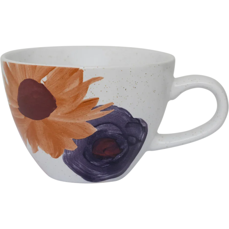 Mug céramique blanc fleuri peint main...