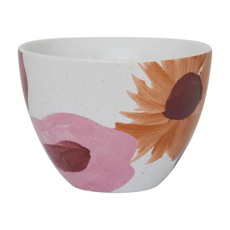 Mug céramique blanc fleuri peint main...