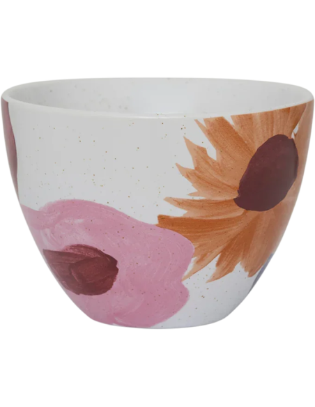 Mug céramique blanc fleuri peint main 8 cm Hanako