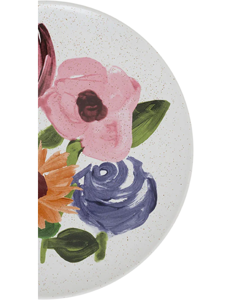 Assiette plate céramique fleurie Ø 21 cm Hanako