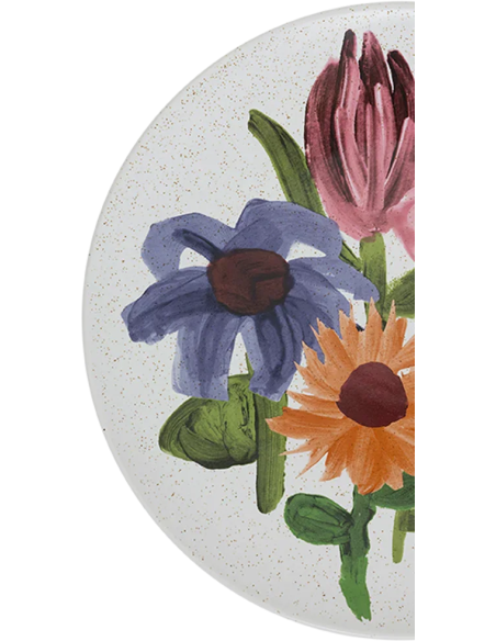 Assiette plate céramique fleurie Ø 21 cm Hanako