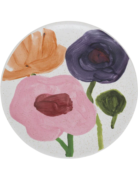 Assiette à dessert céramique blanche fleurie Ø 17 cm Hanako