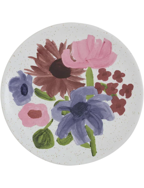 Petite assiette apéritive céramique blanche fleurie Ø 12 cm Hanako