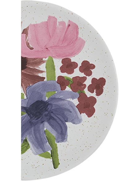 Petite assiette apéritive céramique blanche fleurie Ø 12 cm Hanako