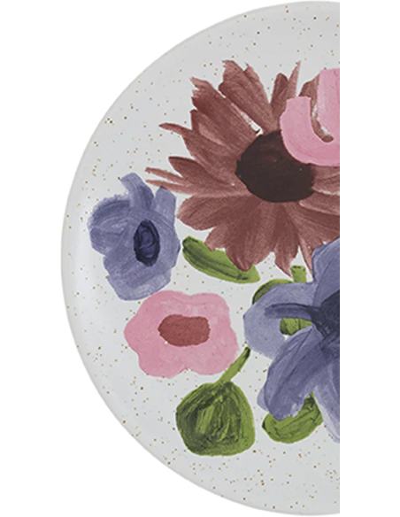 Petite assiette apéritive céramique blanche fleurie Ø 12 cm Hanako