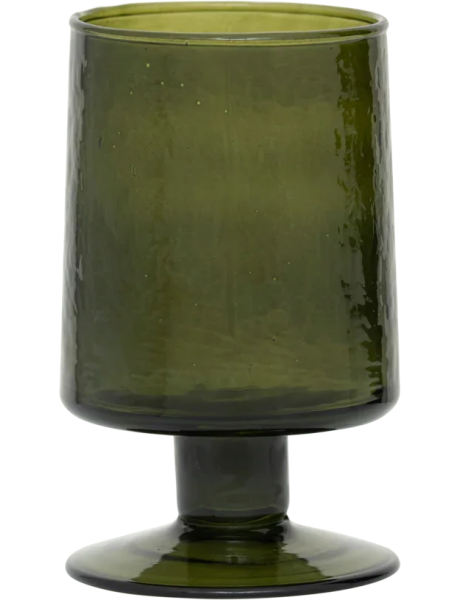 Verre à vin martelé vert en verre recyclé Ø 7x12 cm Banana Palm