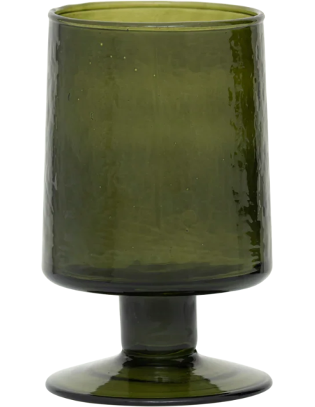 Verre à vin martelé vert en verre recyclé Ø 7x12 cm Banana Palm