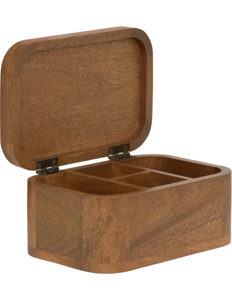 Boîte à bijoux en bois de manguier brun doré 20x13,5x10 cm Gulda