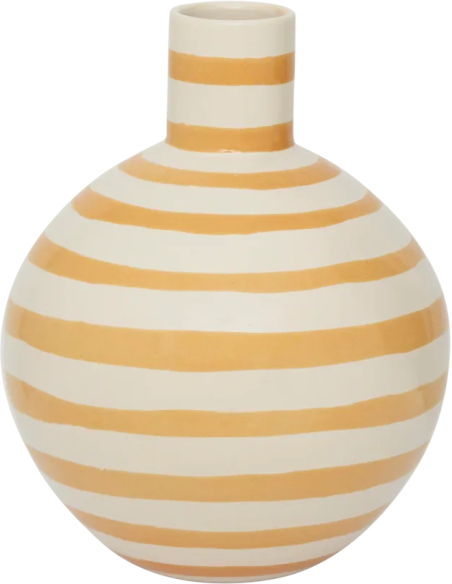 Vase rayé orange et crème en céramique Ø19,5x25 cm Amara