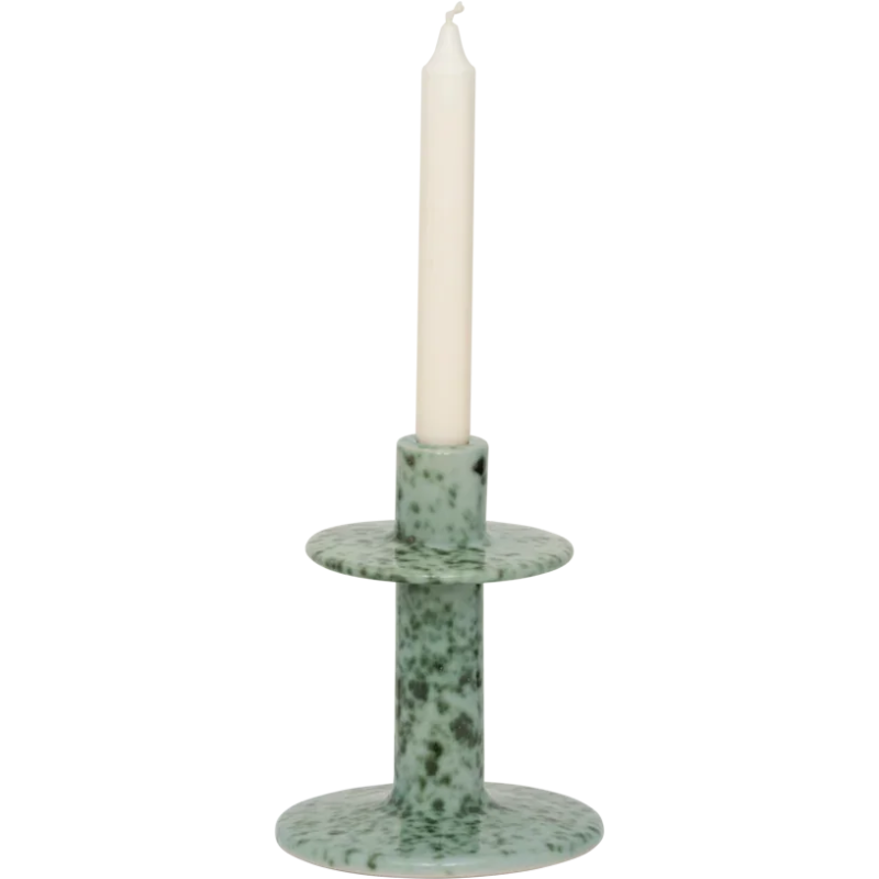 Bougeoir céramique vert écume 18 cm...