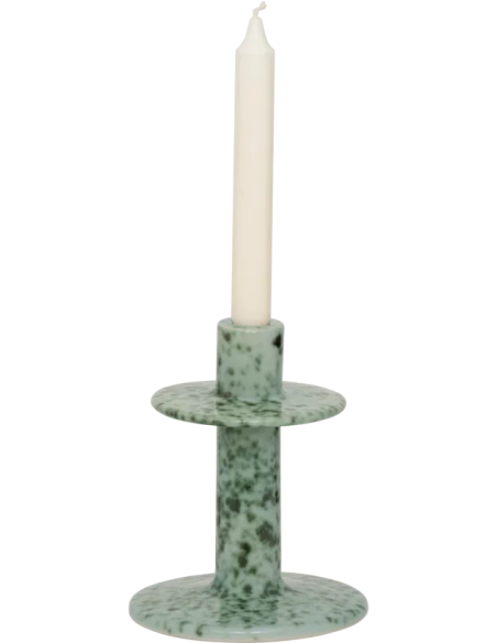 Bougeoir céramique vert écume 18 cm Aiden