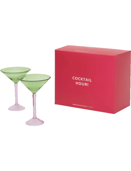 Lot de 2 verres à martini en coffret Cocktail Hour !