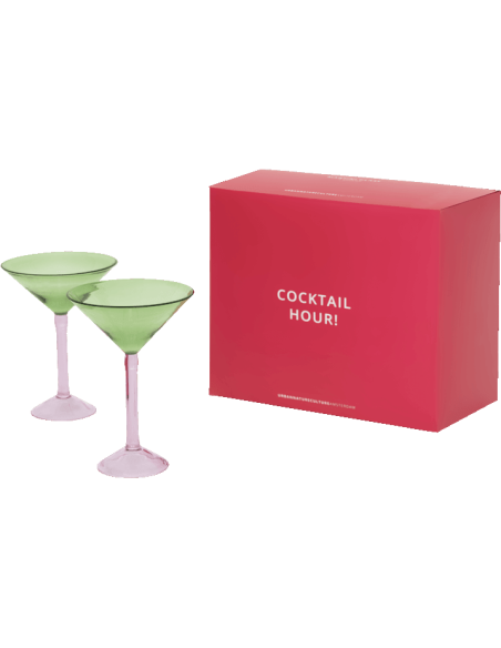 Lot de 2 verres à martini en coffret Cocktail Hour !