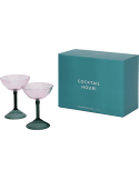 Verres coupe cocktail rose et vert borosilicate Ø11x15 cm lot de 2 Cocktail Hour !