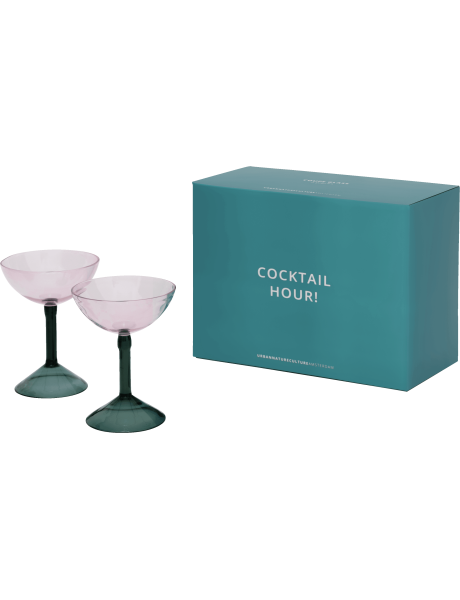 Verres coupe cocktail rose et vert borosilicate Ø11x15 cm...