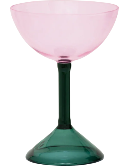 Verres coupe cocktail rose et vert borosilicate Ø11x15 cm lot de 2 Cocktail Hour !