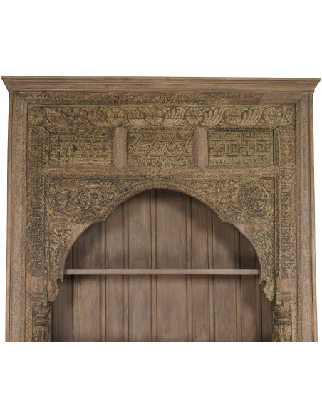 Bibliothèque en teck sculpté avec arche 168x56x272 cm Kavira