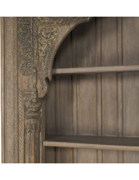 Bibliothèque en teck sculpté avec arche 168x56x272 cm Kavira
