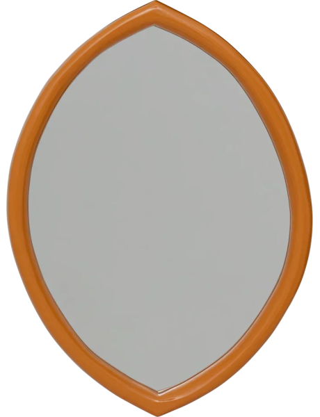 Miroir mural ovale orange doré en bois de manguier...