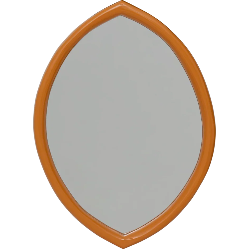 Miroir mural ovale orange doré en...