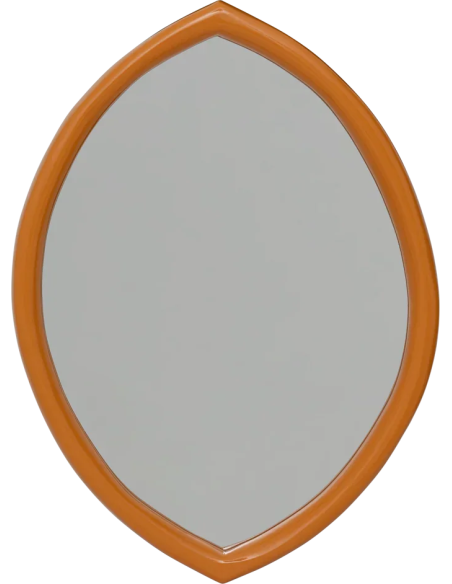 Miroir mural ovale orange doré en bois de manguier 48x3x66 cm Jamie