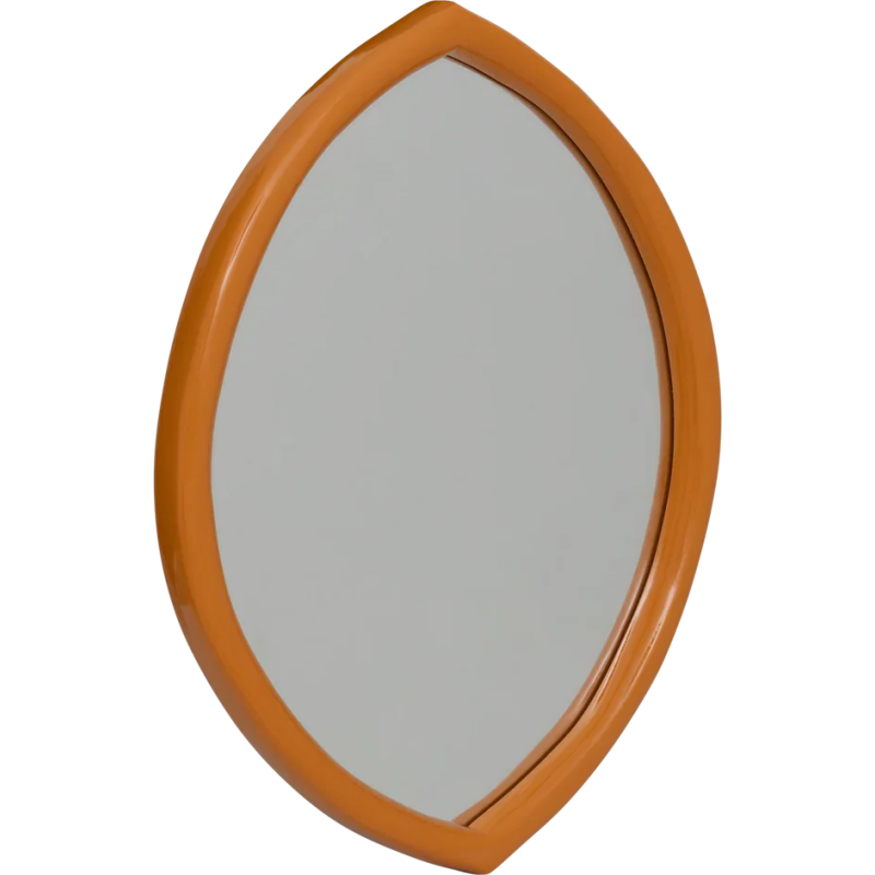 Miroir mural ovale orange doré en...