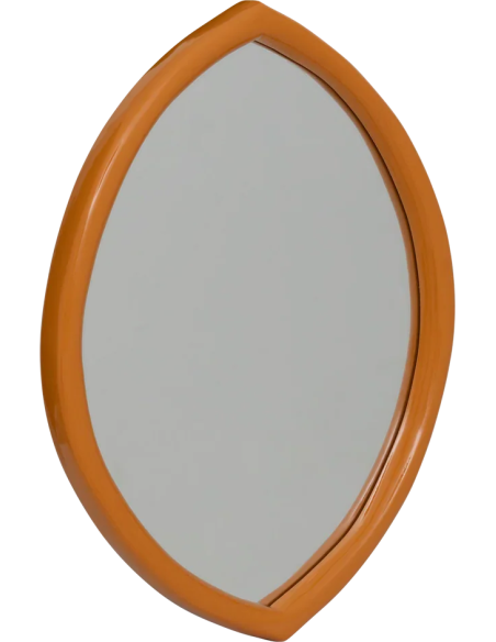 Miroir mural ovale orange doré en bois de manguier 48x3x66 cm Jamie