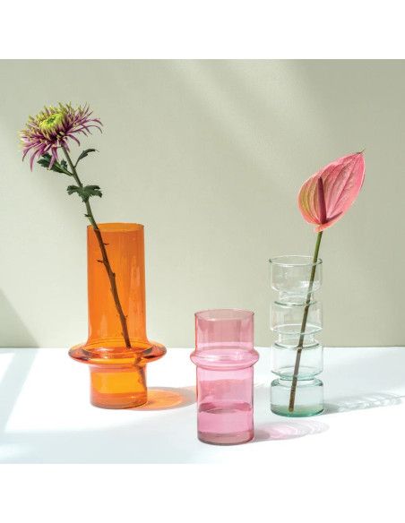 Vase cylindrique orange en verre recyclé Ø17x31 cm Yolk