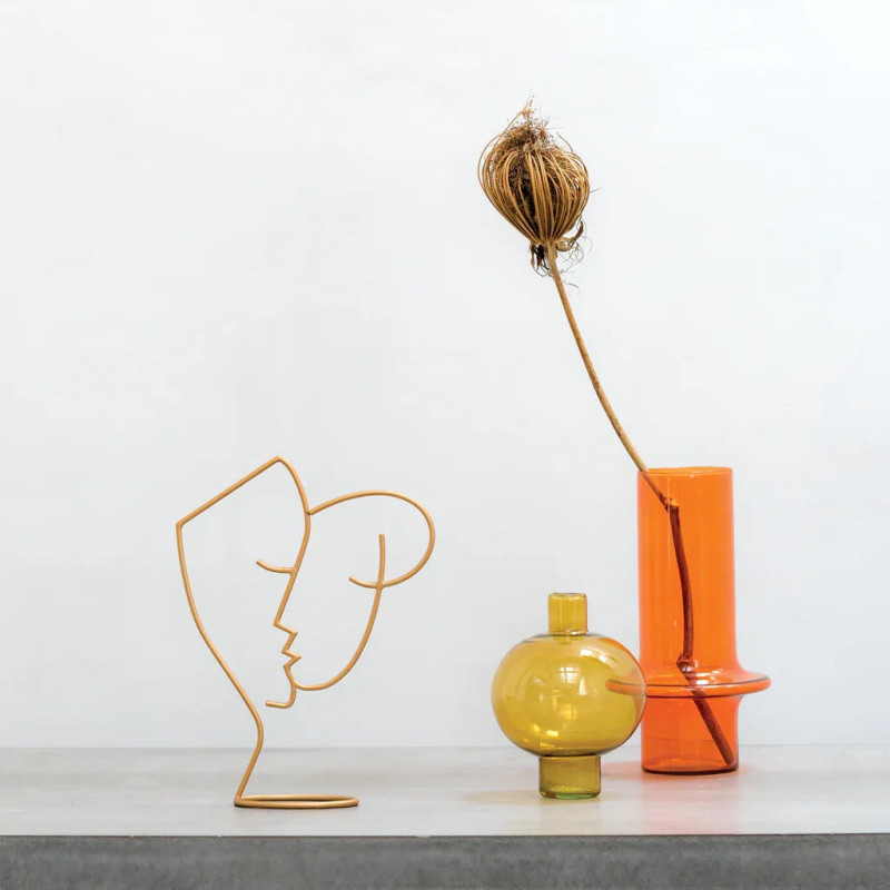 Vase cylindrique orange en verre...