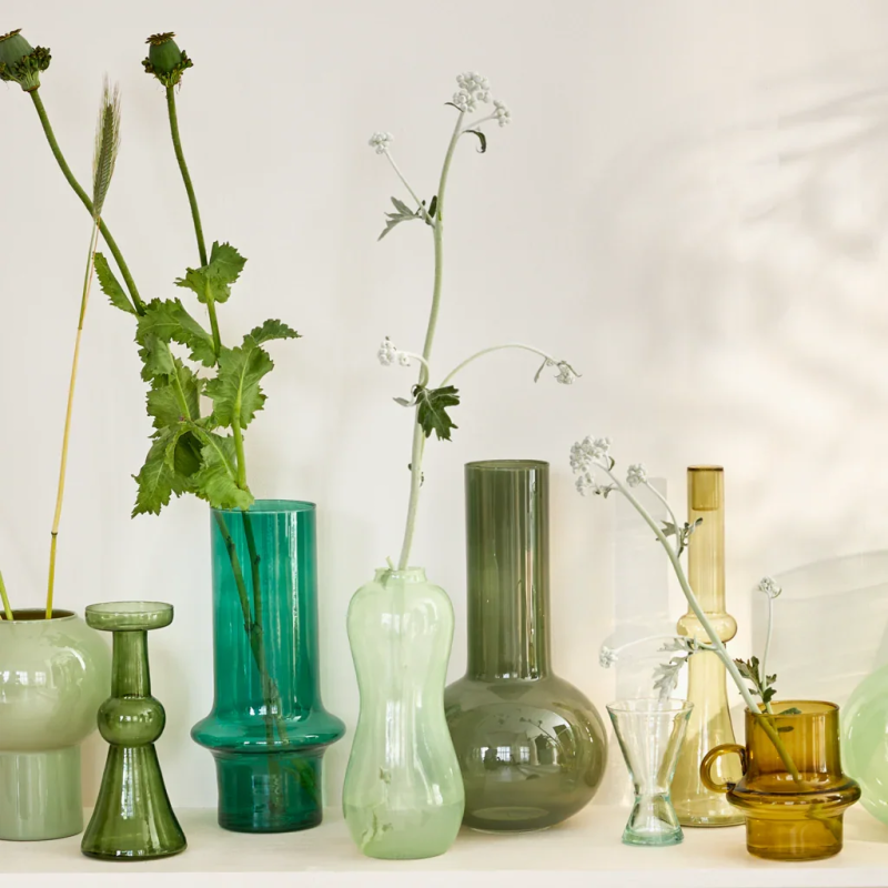 Vase cylindrique bleu aqua en verre...