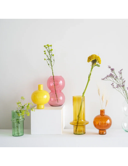 Vase boule rose abricot en verre recyclé Ø16,2x27 cm Bulb