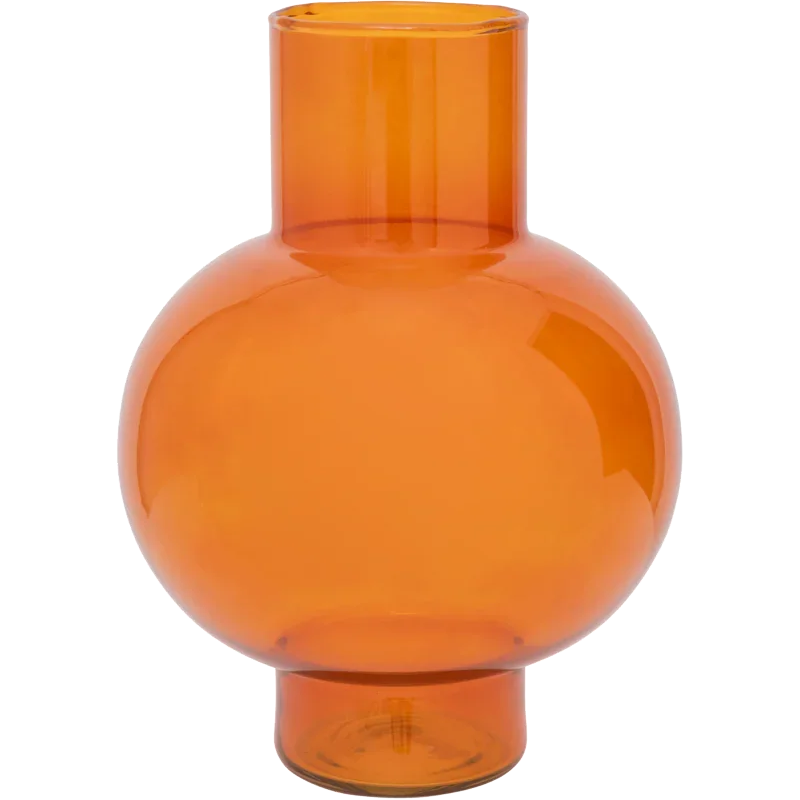 Vase boule orange en verre recyclé...