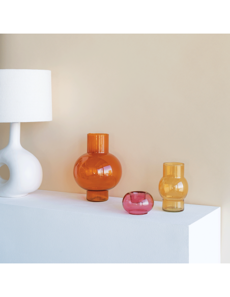 Vase boule orange en verre recyclé 18x8x24 cm Tummy