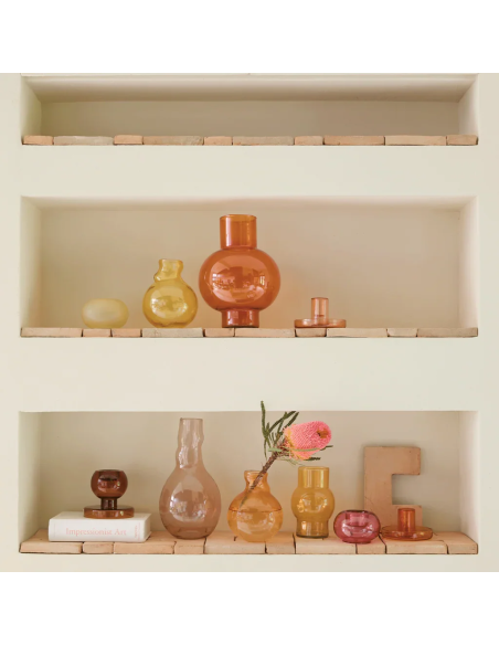 Vase boule orange en verre recyclé 18x8x24 cm Tummy