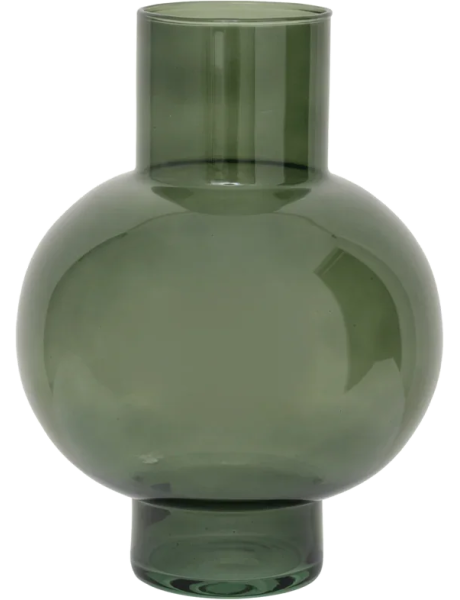 Vase boule vert olive en verre recyclé 18x8x24 cm Tummy