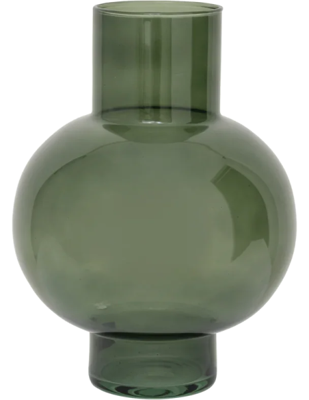 Vase boule vert olive en verre recyclé 18x8x24 cm Tummy