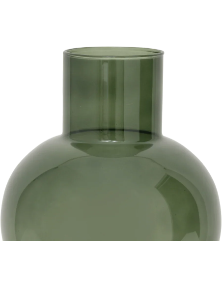 Vase boule vert olive en verre recyclé 18x8x24 cm Tummy