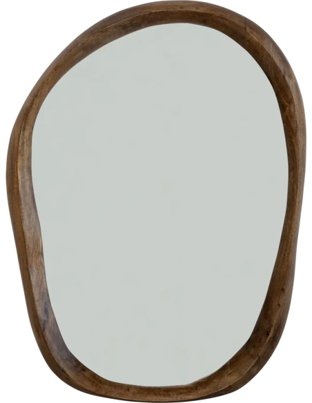 Miroir mural organique bois de manguier brun 50x70x5 cm Shizu