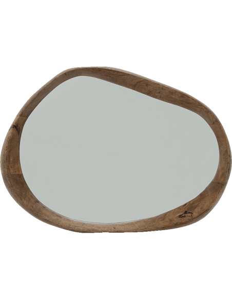 Miroir mural organique brun en bois de manguier 41x5x30 cm Shizu