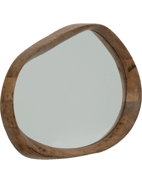 Miroir mural organique brun en bois de manguier 41x5x30 cm Shizu